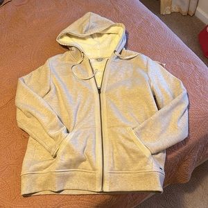 Women’s Orvis tan (grey-beige) Sherpa-lined hoodie…best of both worlds!!!